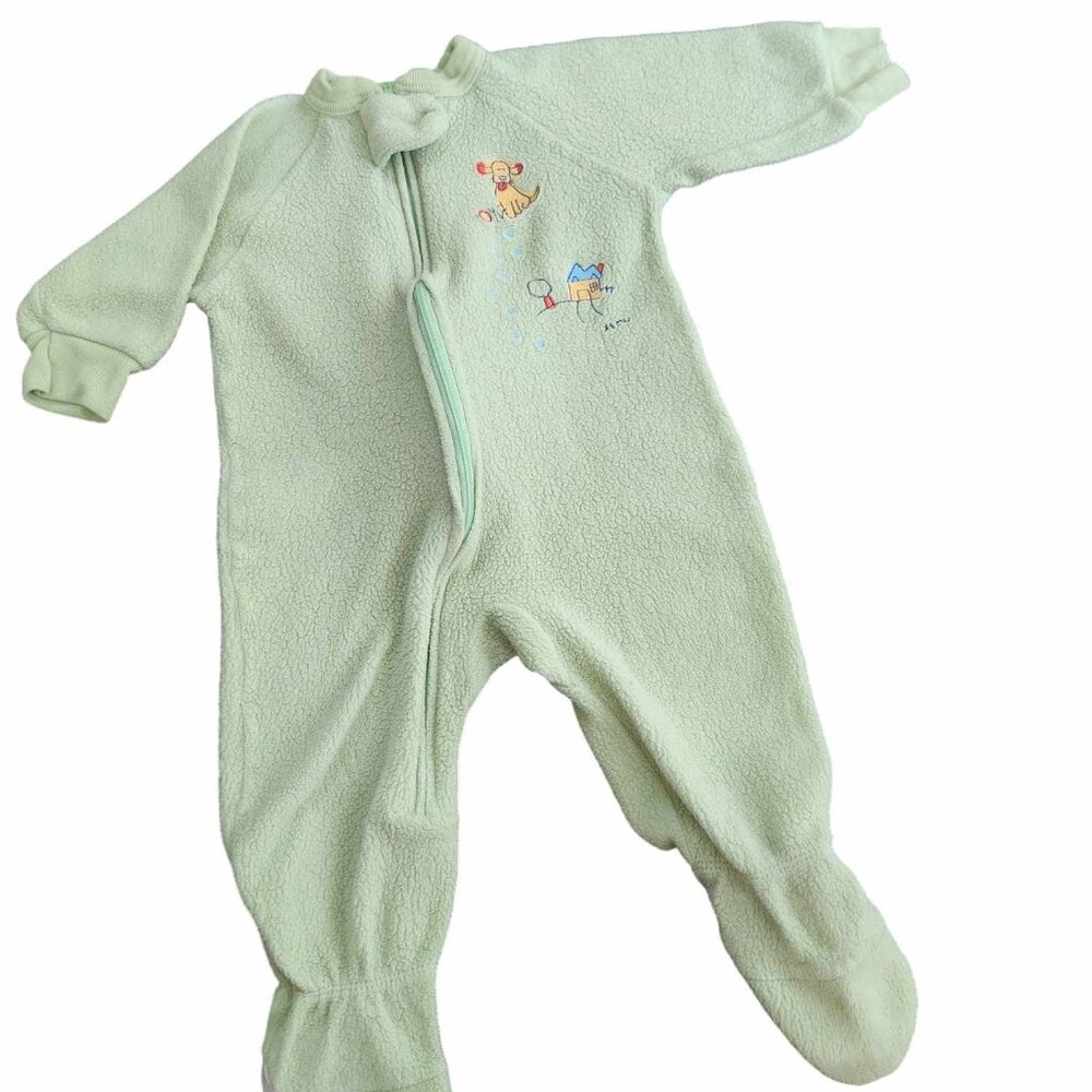 Vintage 90s Carters Dog House One Piece Footsie Pajamas 18m